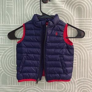 Ralph Lauren Baby Puffer Vest Navy Red Size 18M